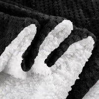 Coperta Plaid in Pile Sherpa Invernale Tinta unita 440 Gr/Mq Nero - Singolo 160x200