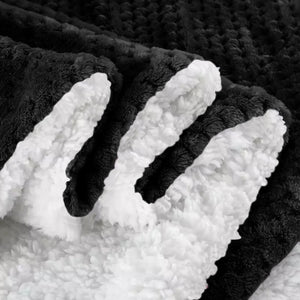 Coperta Plaid in Pile Sherpa Invernale Tinta unita 440 Gr/Mq Nero - Singolo 160x200