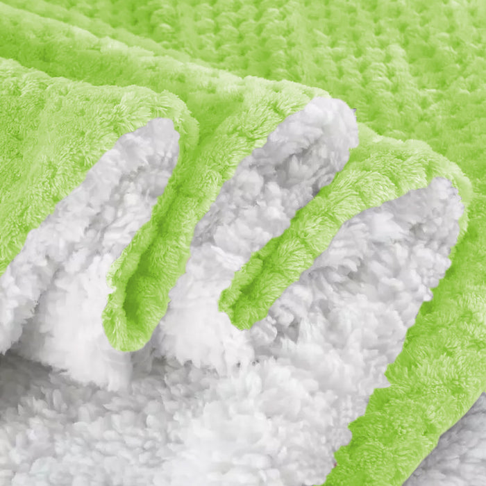 Coperta Plaid in Pile Sherpa Invernale Tinta unita 440 Gr/Mq Verde - Plaid 127x152