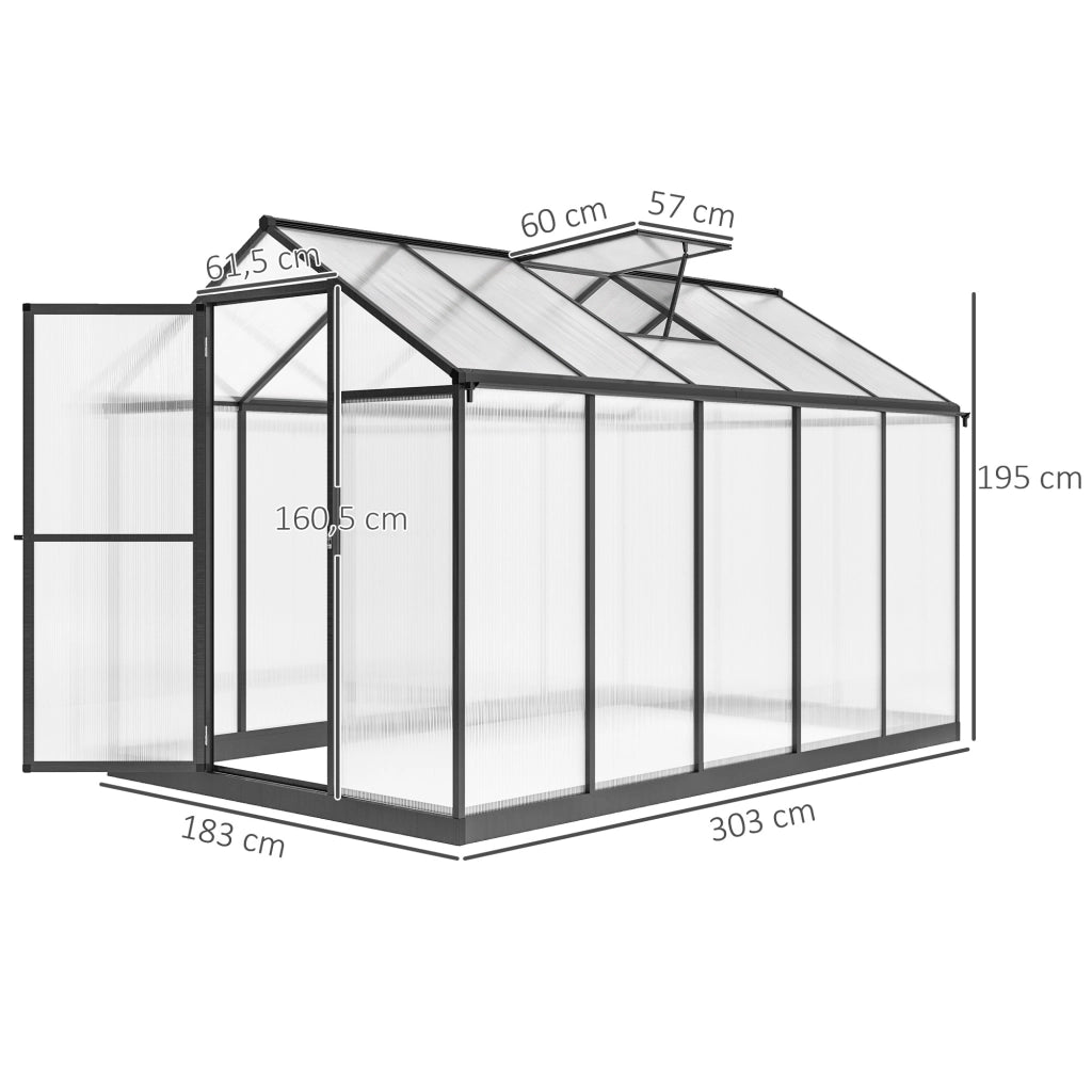 Serra da giardino in alluminio e policarbonato ¨C zephmum ¨C trasparente 303x183x195cm
