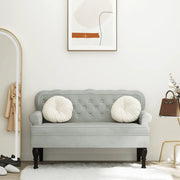 Panca con schienale grigio chiaro 119,5x64,5x75 cm in velluto 372156