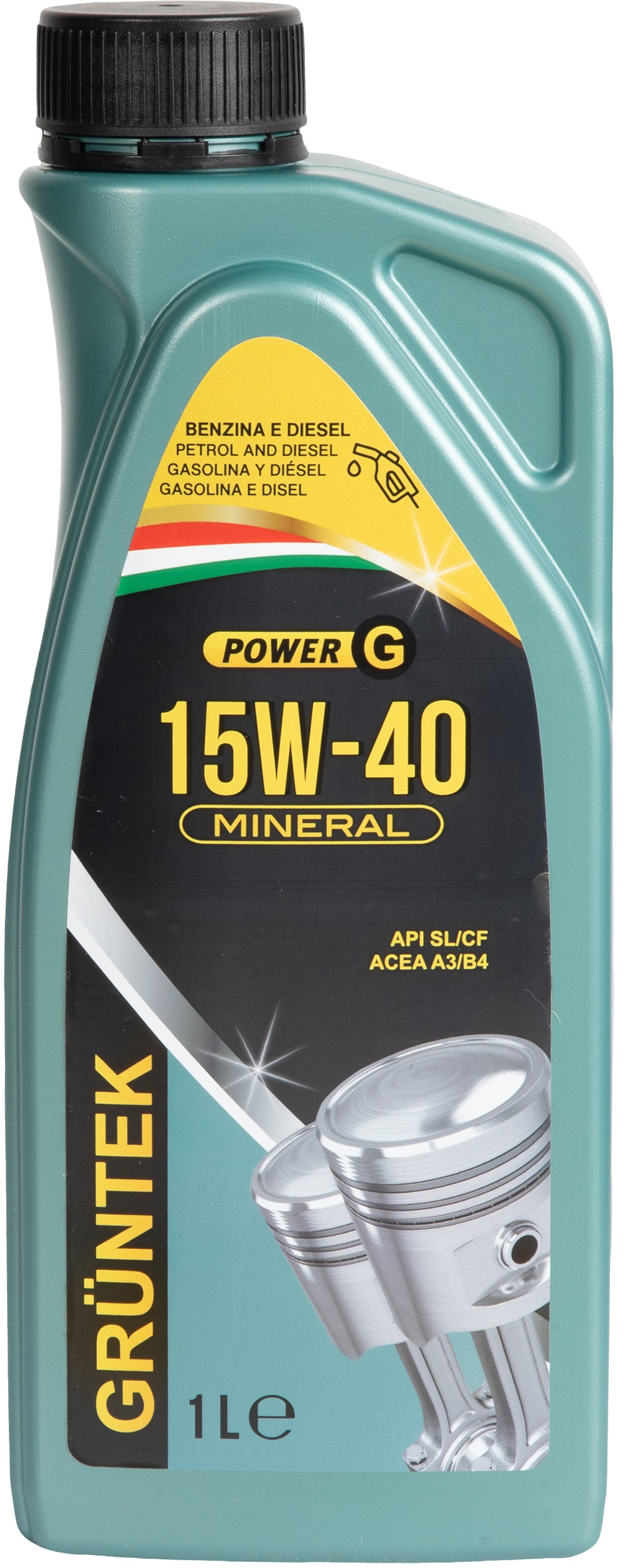 Nuovo lubrificante 15W-40 Gruntek capacitÃ  di 1L per autovetture e veicoli con benzina e Diesel
