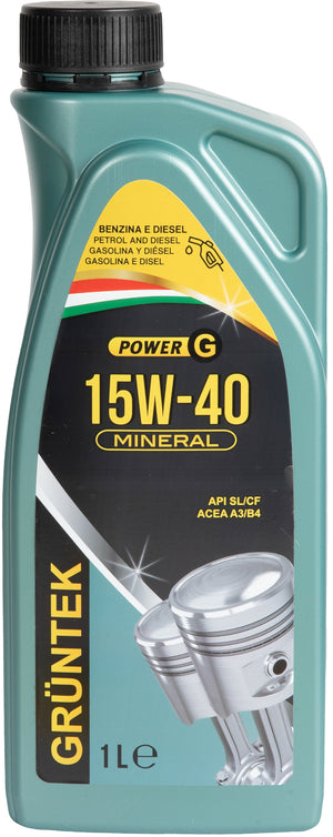 Nuovo lubrificante 15W-40 Gruntek capacitÃ  di 1L per autovetture e veicoli con benzina e Diesel