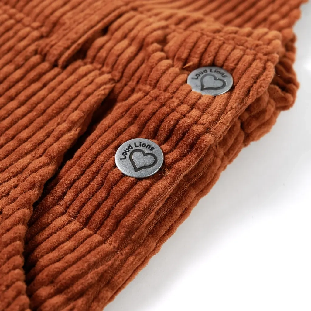 Abito Scamiciato da Bambina Velluto a Coste Cognac 104 CFW3147045