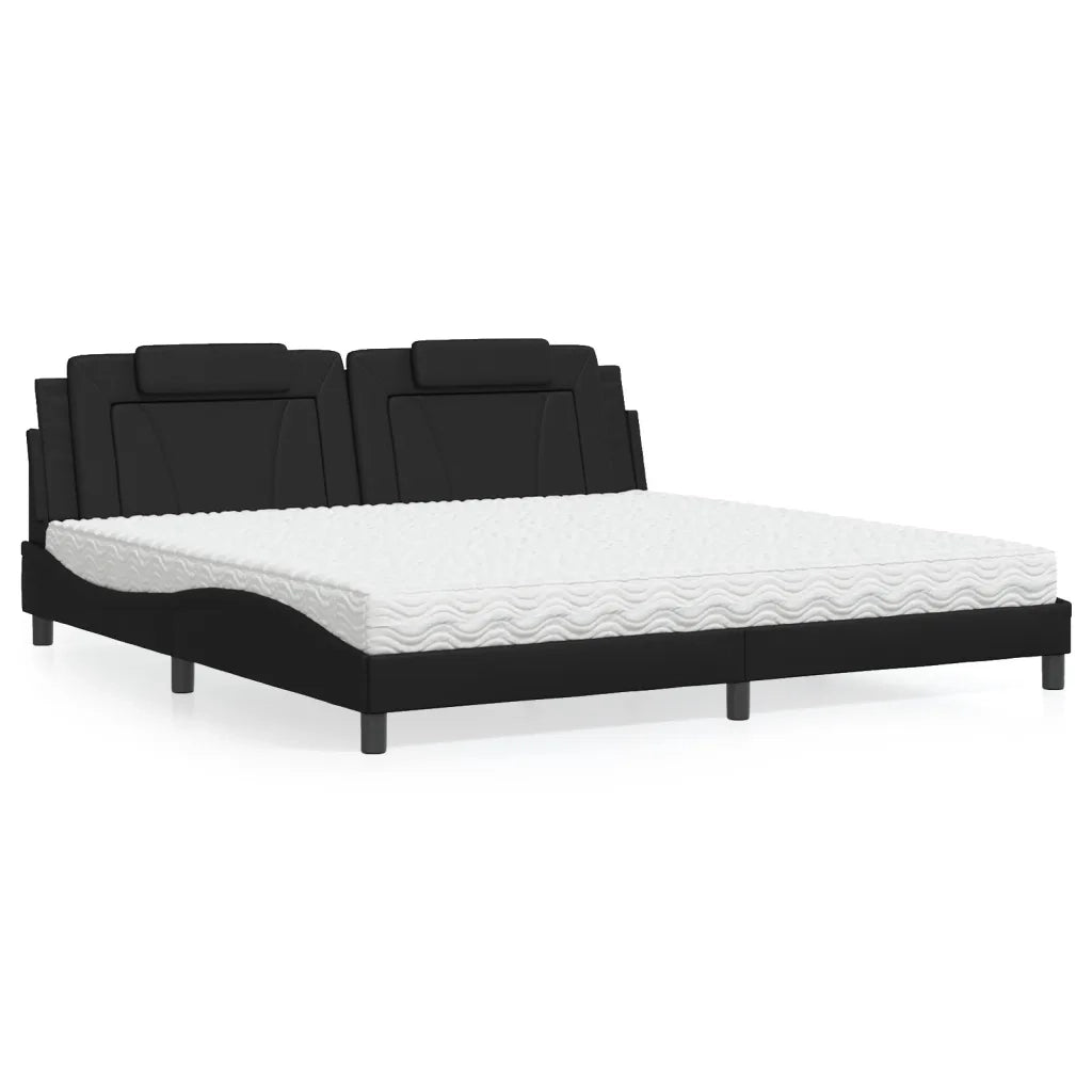 Letto Viana con Materasso Nero 200x200 cm in Similpelle 3208817
