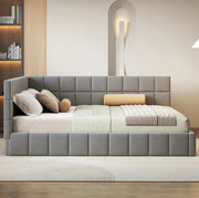 Letto imbottito 160x200 cm convertibile in divano in tessuto grigio