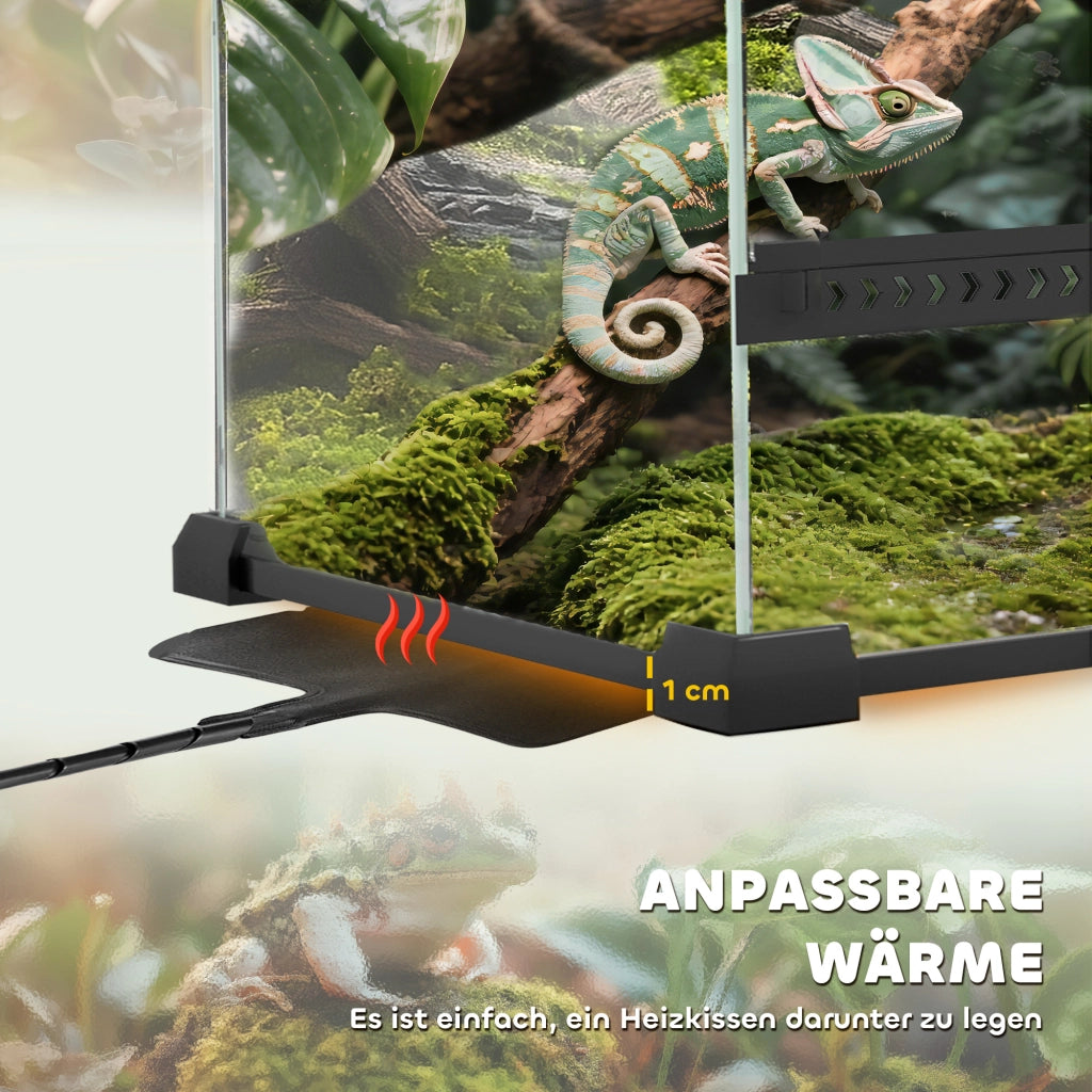 Terrario in Vetro per Rettili ¨C Zephmum ¨C Base Sollevata e Impermeabile