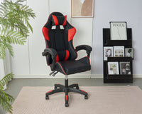 Sedia Gaming Professionale SimilPelle Reclinabile Con Braccioli Poltrona Ufficio Regolabile in Altezza Pistone Gas,Cuscino Poggiatesta E Lombare Gamer - Rosso