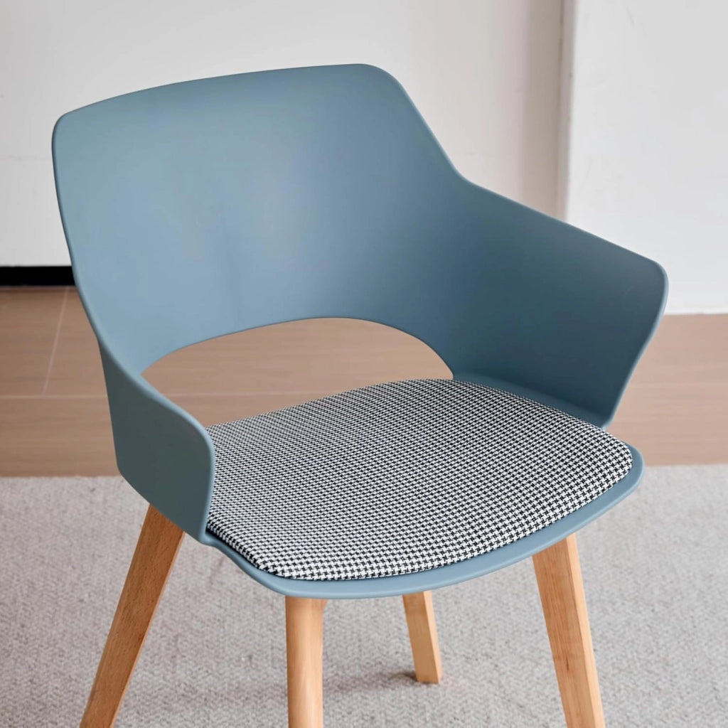 GrandCA HOME Set di 4 Sedie da Cucina Nordica Sedia da Pranzo con Gambe in Legno Massello, Sedie Imbottite per Camera da Letto, Soggiorno, Cucina,Azzurro