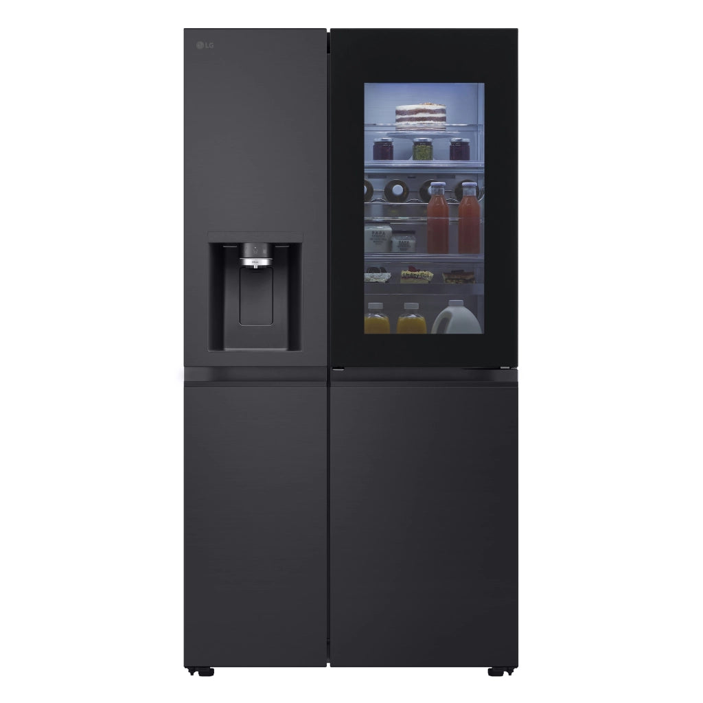 Lg instaview gsxe91evad frigorifero side-by-side door-in-door, classe d, 628l, wi-fi, senza allaccio, uvnano, black steel - 8806096031452