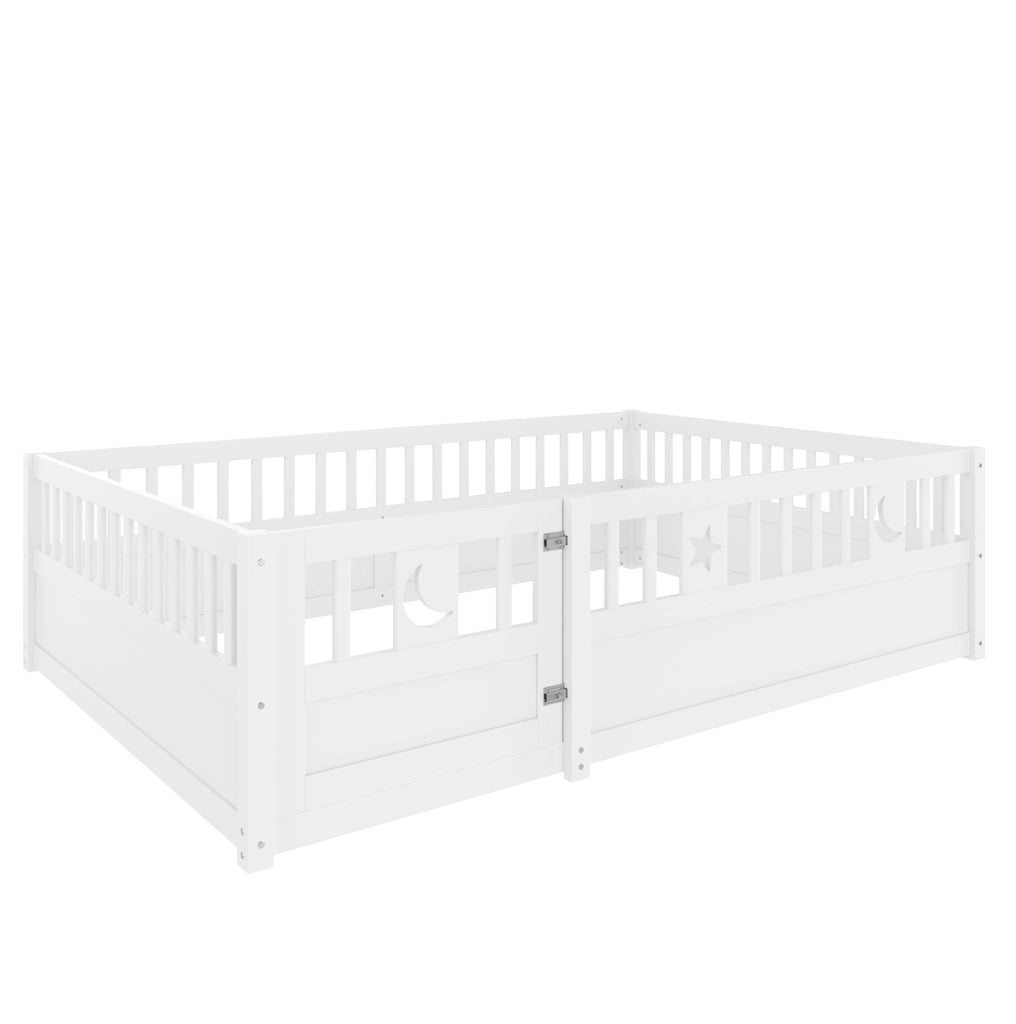 Letto per bambini 140x190 cm con sponde di sicurezza e decorazioni stella e luna