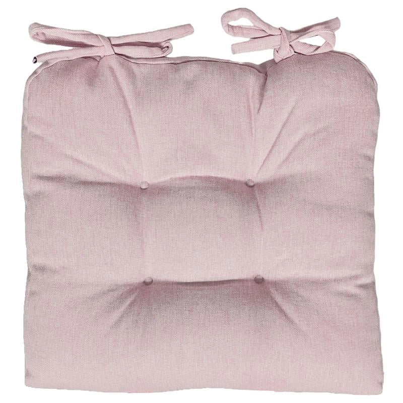 SET 2 CUSCINI DA SEDUTA COLORE ROSA 38X38X8 CM IMBOTTITURA MORBIDA PROVVISTI DI LACCI LAVABILI A 30°