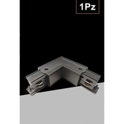 Trade Shop - Connettore Angolare Tipo L Giunto Curvo Binario Track Trifase Bianco Nero Gf070-l - Nero