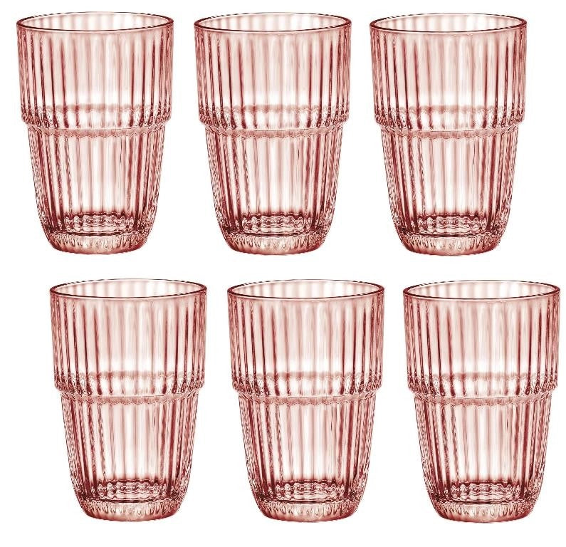 Set 6 Bicchieri da Tavola Long Drink Barshine Peach Impilabili 38 cl