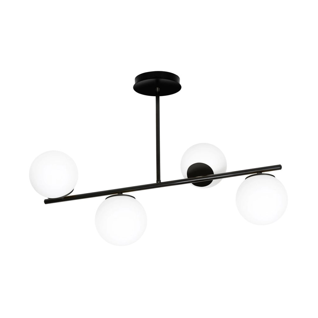 Plafoniera Emibig Bior 4 luci E14 nera/bianca in vetro