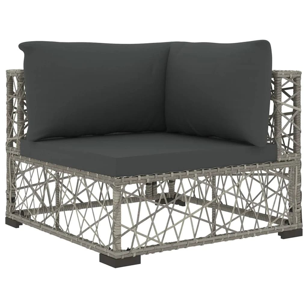 Set di mobili da giardino mobili da esterno 6 pezzi con cuscini resina intrecciata grigia 02_0016854