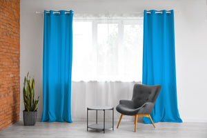 Tenda Semioscurante 140 x 290 Cm Moderne Con Occhielli  Azzurro - 2 Tende