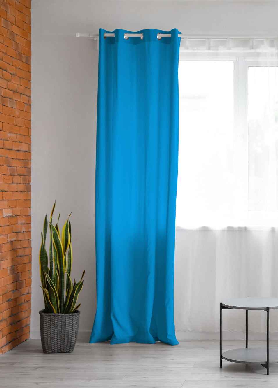 Tenda Semioscurante 140 x 290 Cm Moderne Con Occhielli  Azzurro - 2 Tende