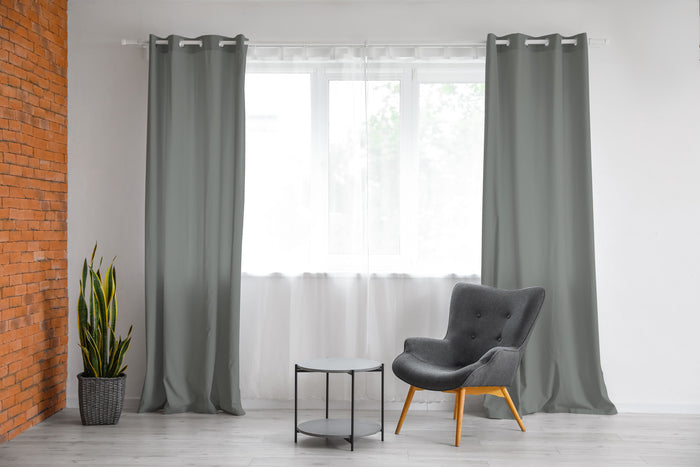 Tenda Semioscurante 140 x 290 Cm Moderne Con Occhielli  Grigio - 2 Tende