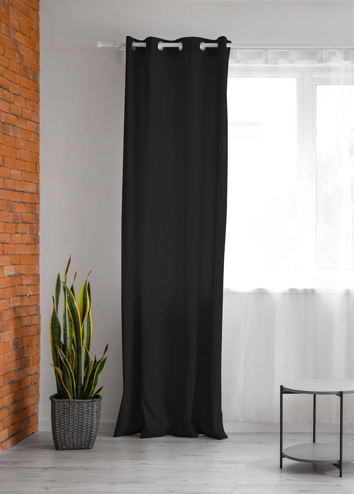 Tenda Semioscurante 140 x 290 Cm Moderne Con Occhielli  Nero - 1 Tenda