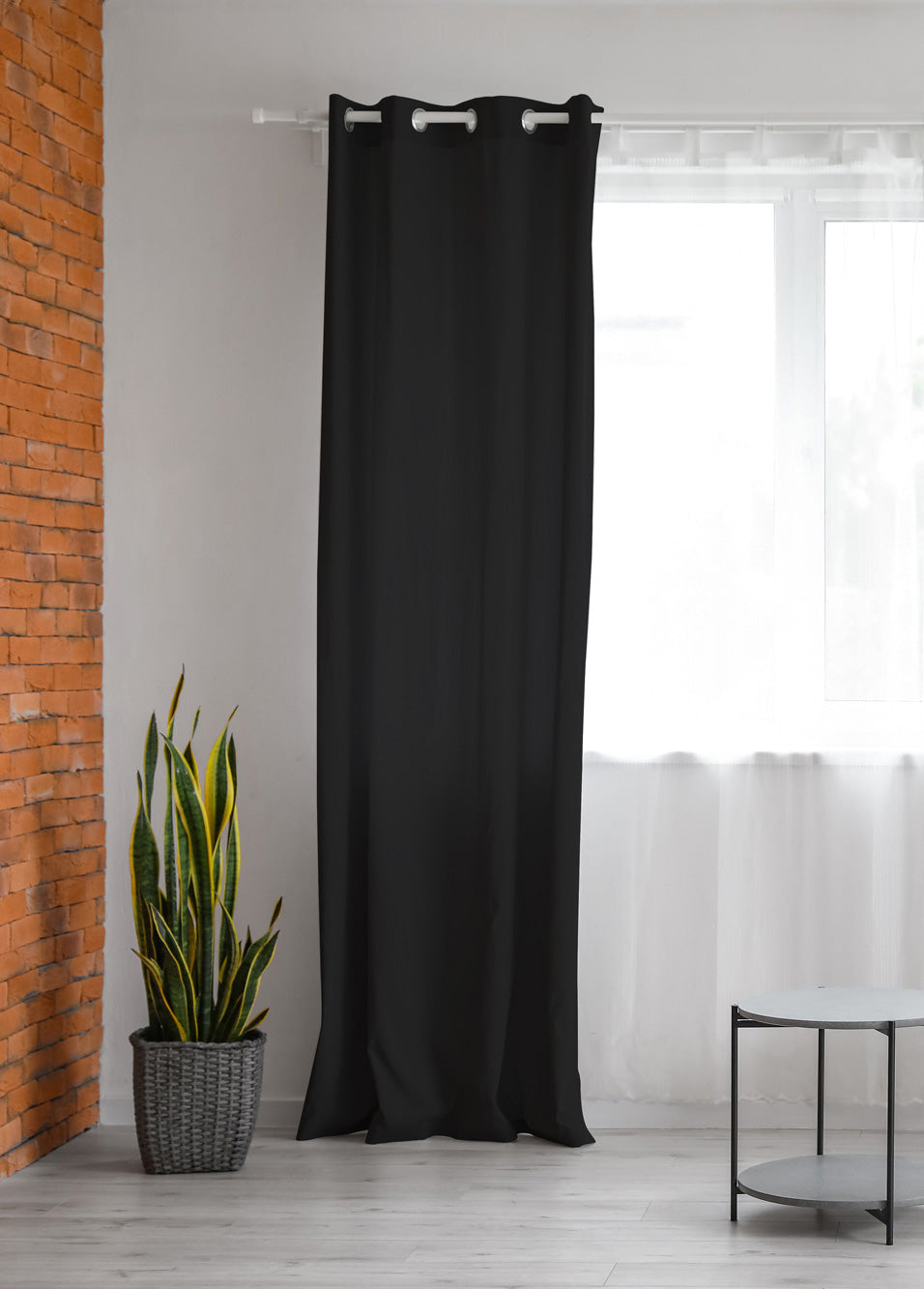 Tenda Semioscurante 140 x 290 Cm Moderne Con Occhielli  Nero - 1 Tenda