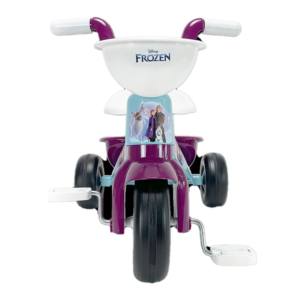 Triciclo a Pedali Primi Passi per Bambini 3 Ruote e Vano Contenitore Disney Frozen Azzurro e Viola