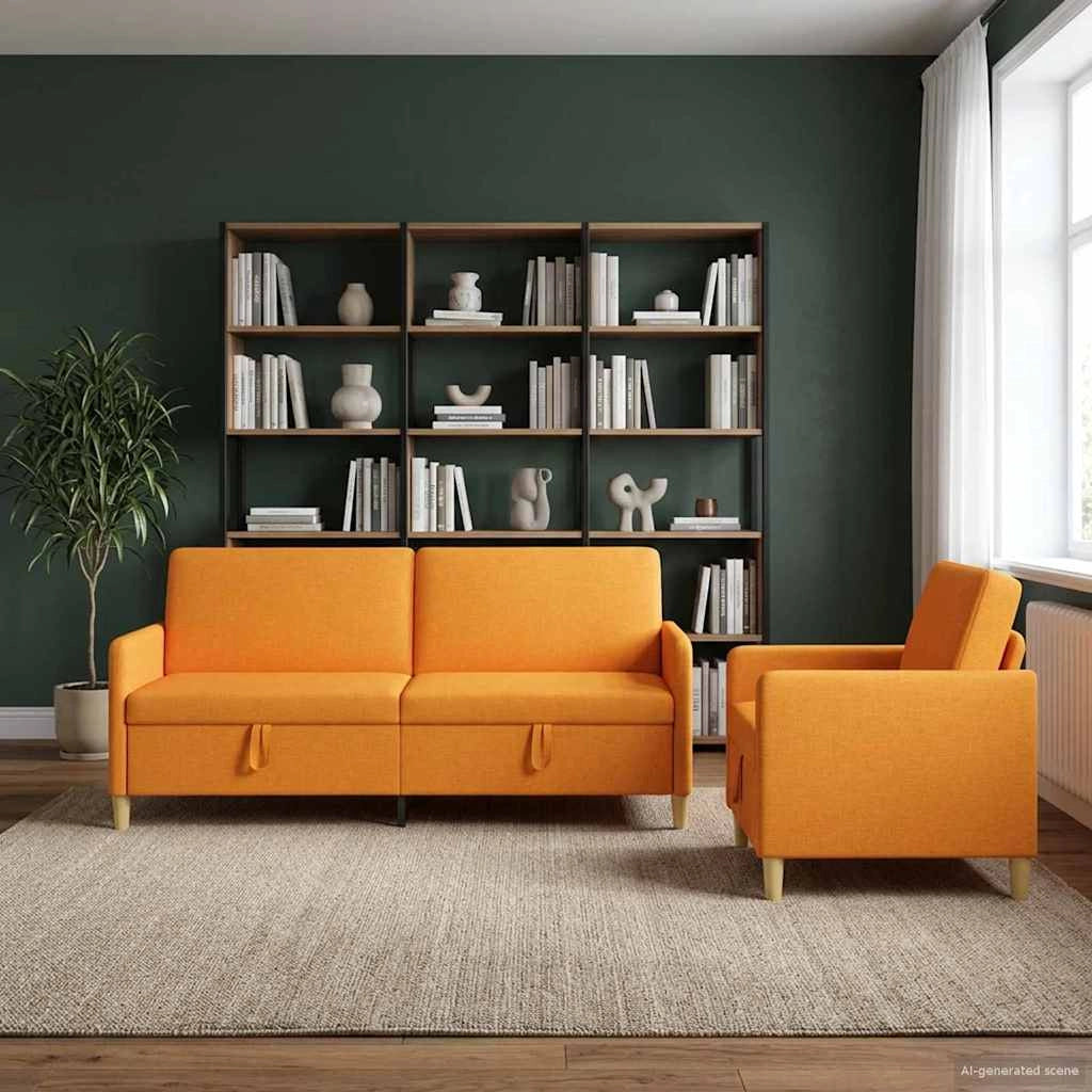 Set di Divani con Storage 2 pz Giallo Scuro Poliestere 3429241