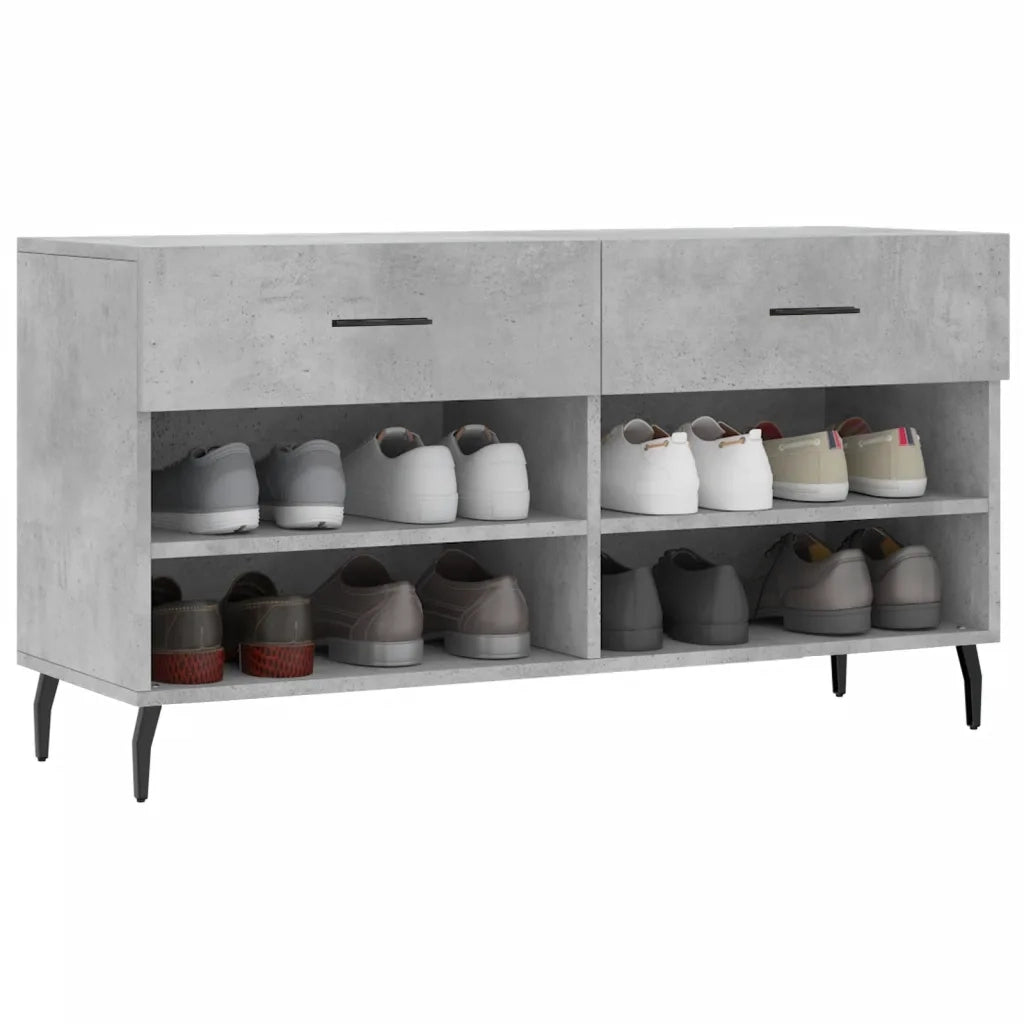 Panca Porta Scarpe-Sgabello-Panca Scarpiera Grigio Cemento 102x35x55cm Legno Multistrato 613641