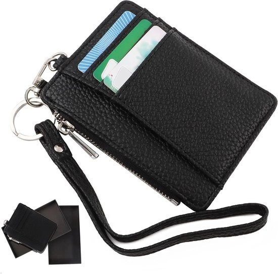 Portafoglio in PU per Uomo con Protezione RFID - Nero - Contenitore di Carte con Cassa Monete, Vetrino e Comparto - Uomo e Donna - Progettato con Stile e Leggerezza