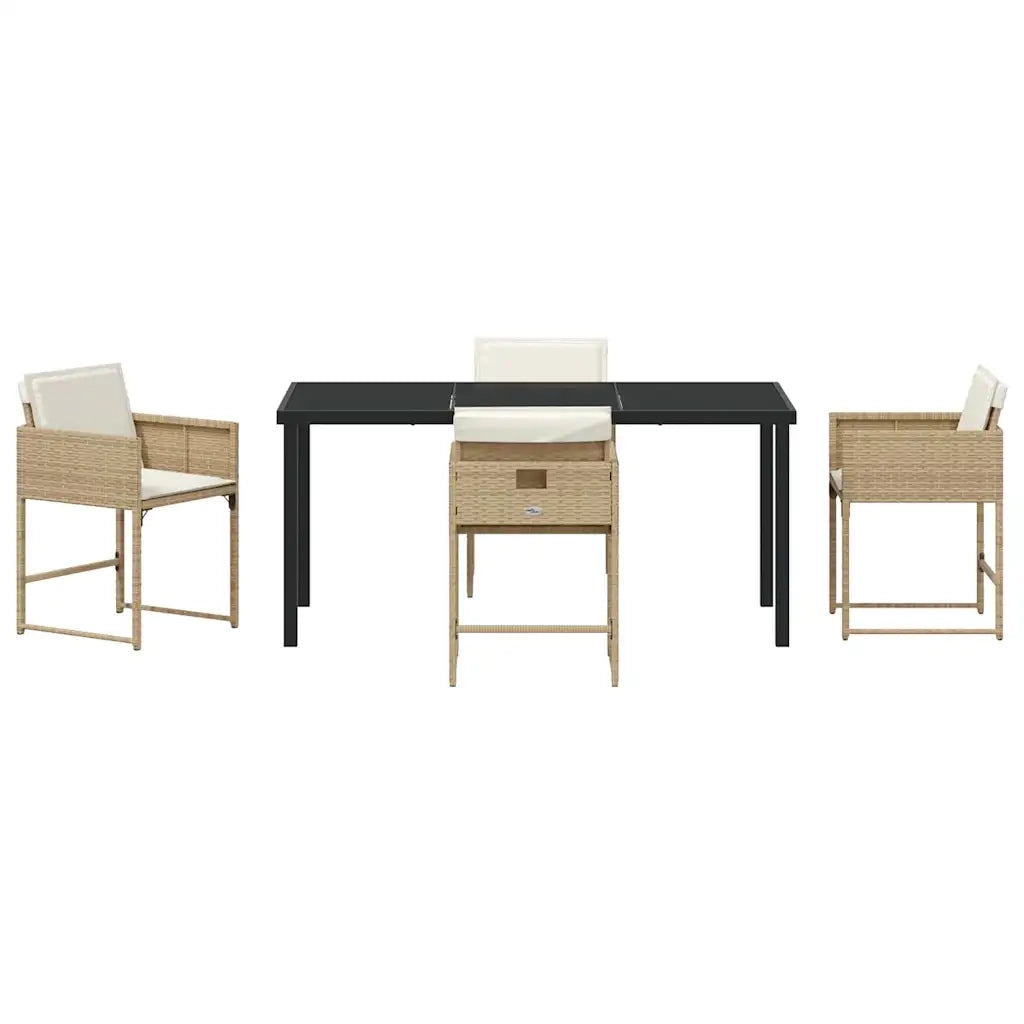 Set da Pranzo per Giardino 5 pcs Beige polyrattan