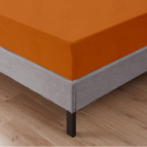 Lenzuolo Sotto Con Angoli Elastici 100% Puro Cotone  Arancio - Singolo