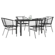 vidaXL Set Mobili da Pranzo per Giardino 5 pz Nero Polyrattan Vetro