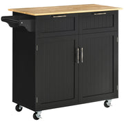 Carrello Cucina Multiuso con Cassetti e Ante ¨C Zephmum ¨C Legno 104x46x91 Nero
