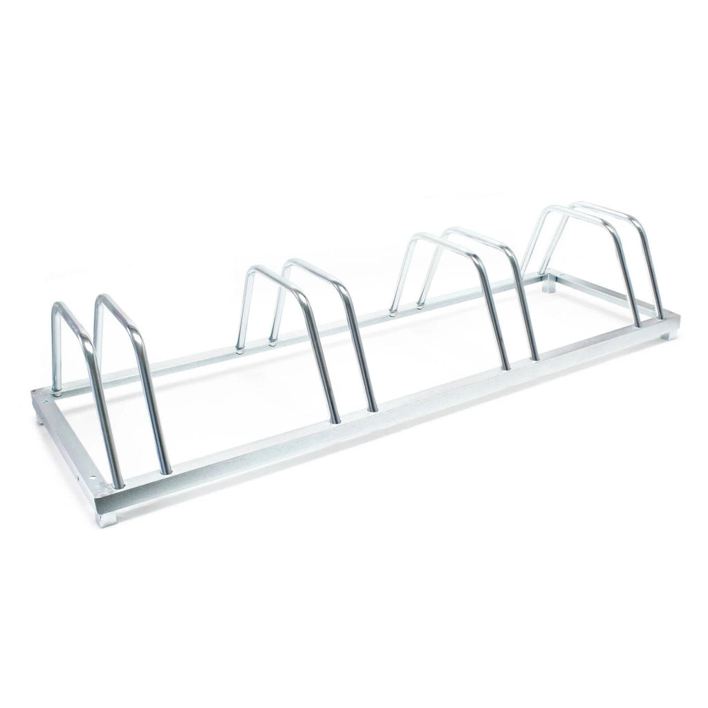 Portabici da terra per 4 biciclette 123,5 cm acciaio zincato montaggio a parete pratico per l'uso in garage 16_0001497