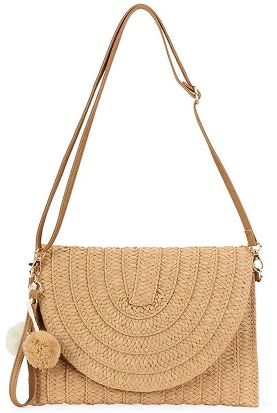 Borsa da spiaggia per donne in cotone, clutch bohemien in cotone per donne, piccola borsa da sera per donne, borsa da spiaggia per ragazze (marrone chiaro)