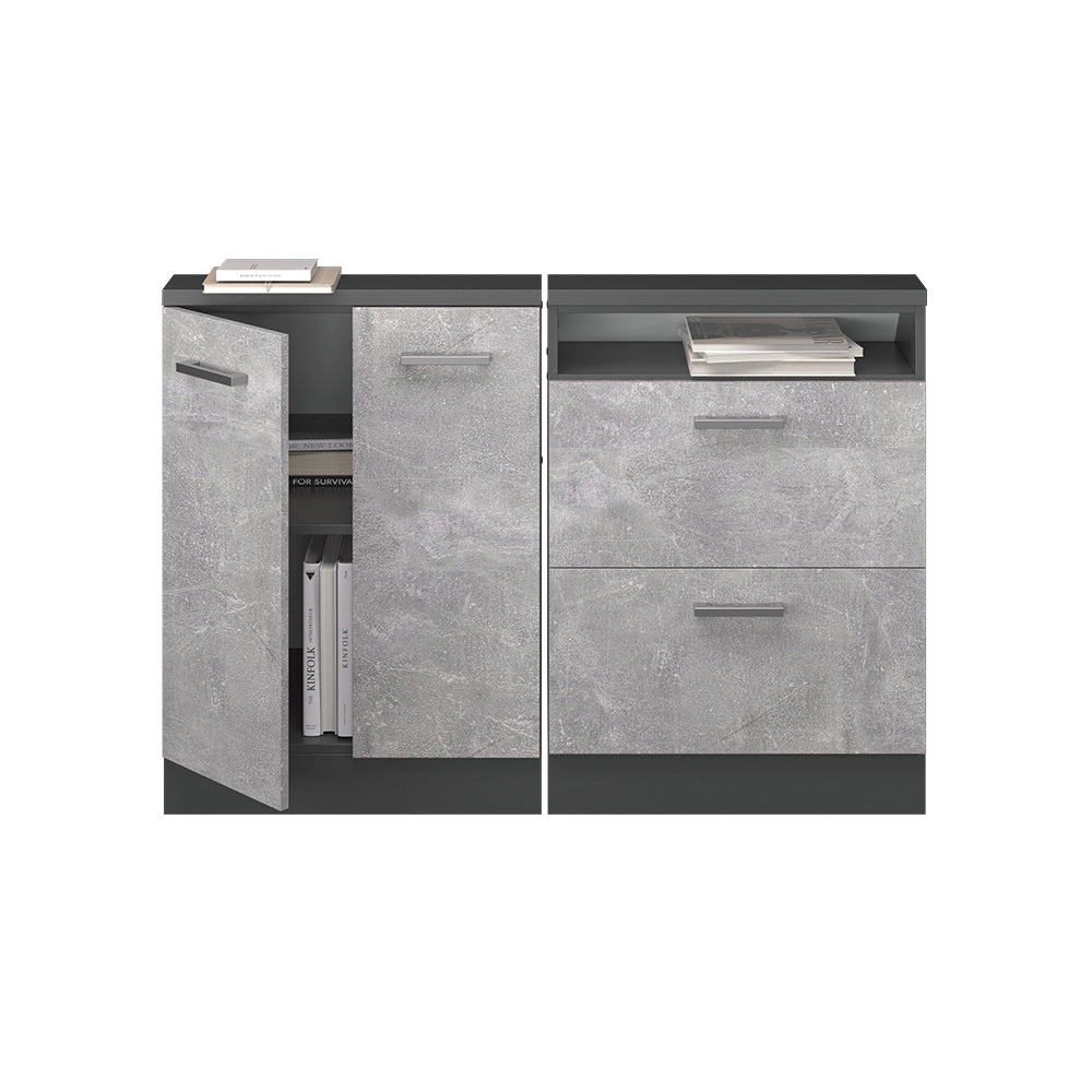Set di mobili sottotetto Rion Calcestruzzo/Antracite Set di 2 Vicco