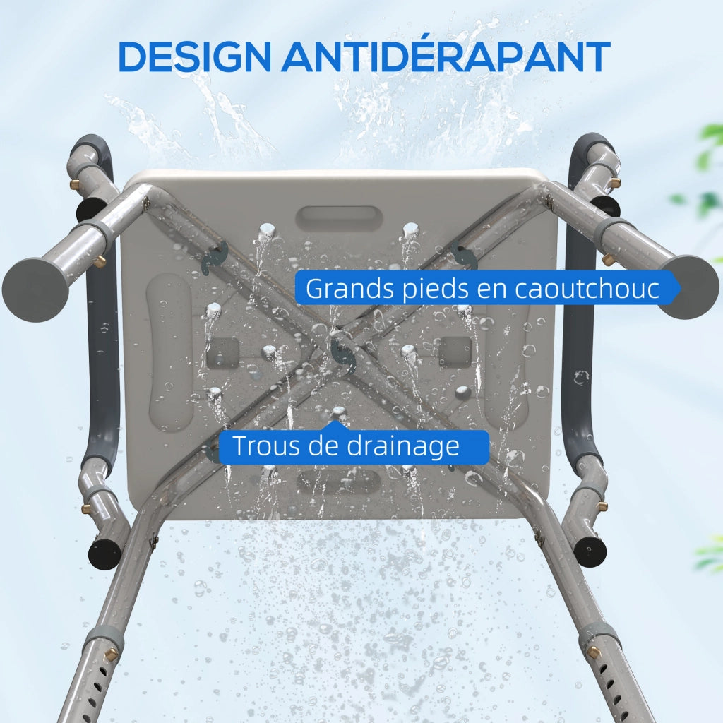 Sgabello Doccia per Disabili con Braccioli ¨C Zephmum ¨C Grigio Regolabile