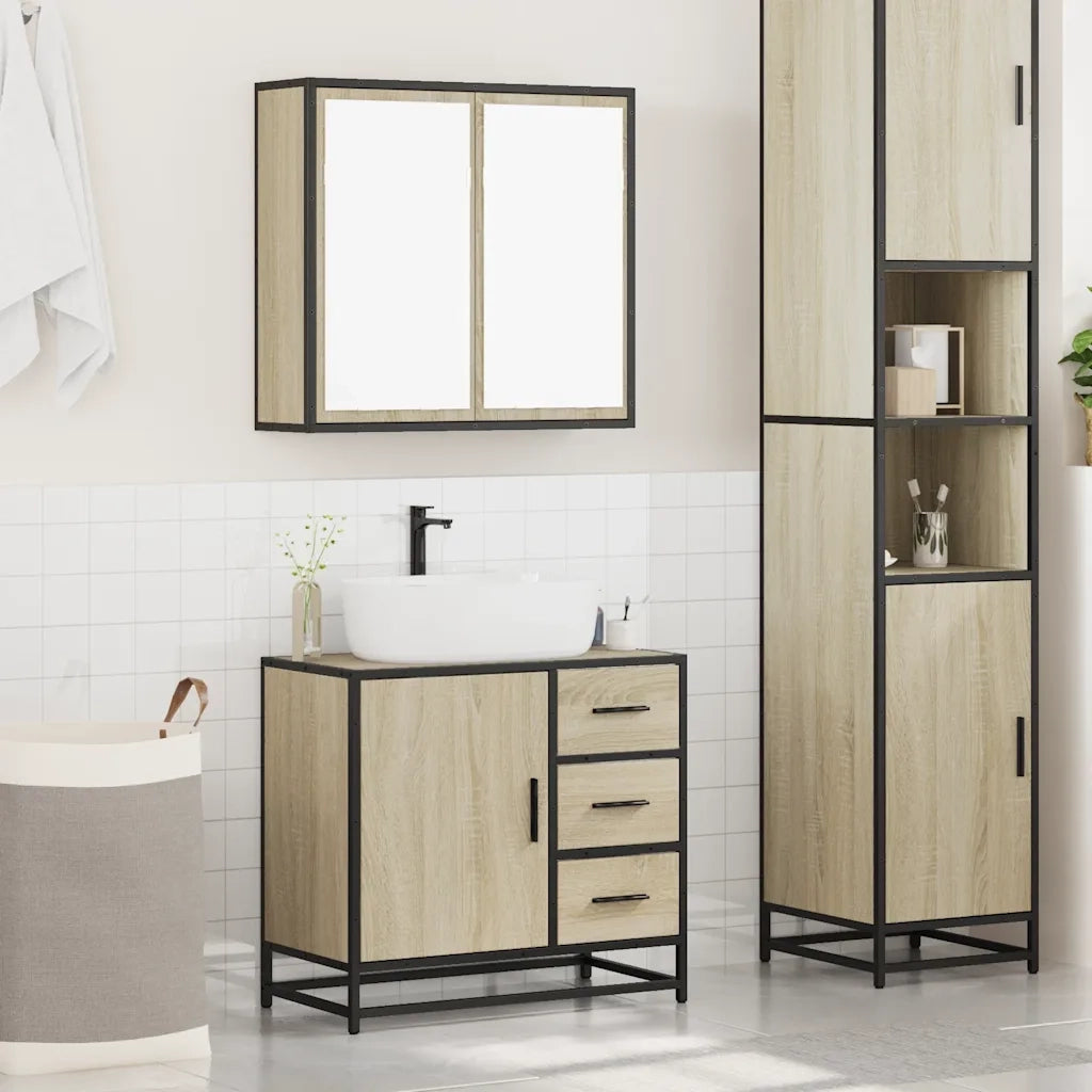 Set Mobili da Bagno 2 pz Rovere Sonoma in Legno Multistrato 3300896