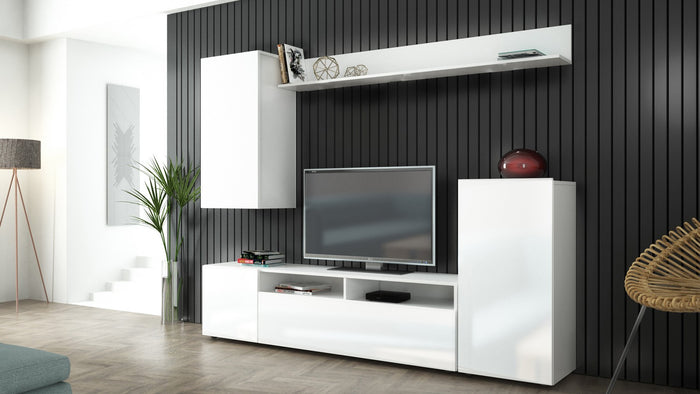 kit parete living bridge 207x170x34 bianco/bianco lucido cod:ferx.886