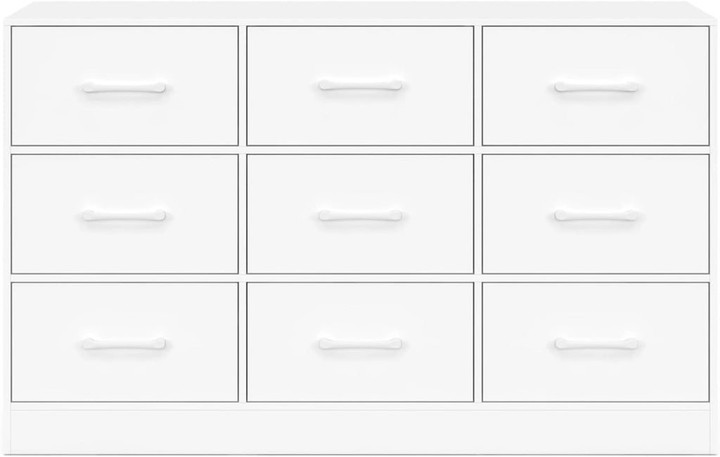 Cassettiera in tessuto a 9 cassetti UPPAH 113 cm mobile contenitore in legno bianco