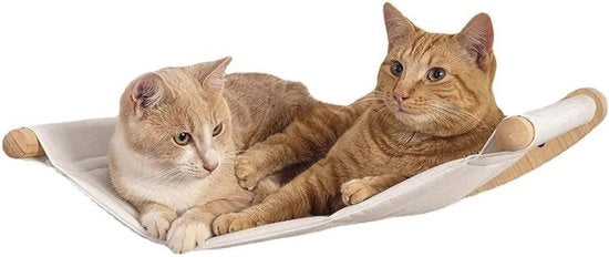 Sistema di arrampicata per gatti con lettino e scala - Materiale naturale, fissaggio alla parete