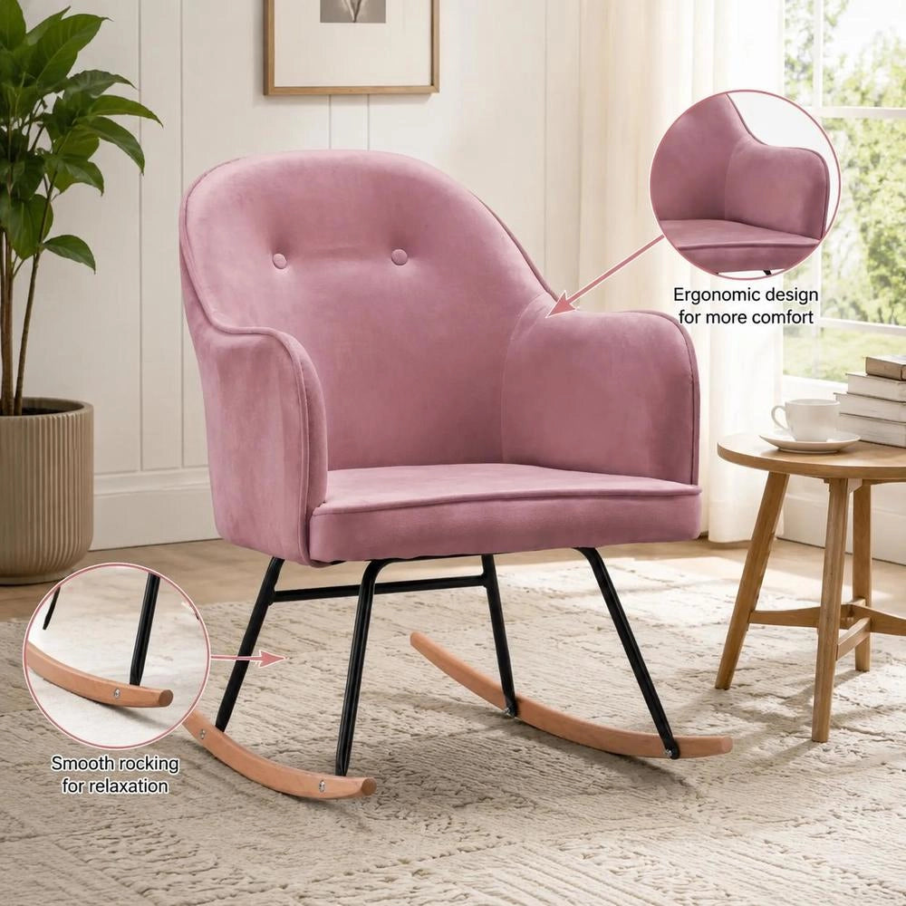 Rocking Chair Pink Velvet