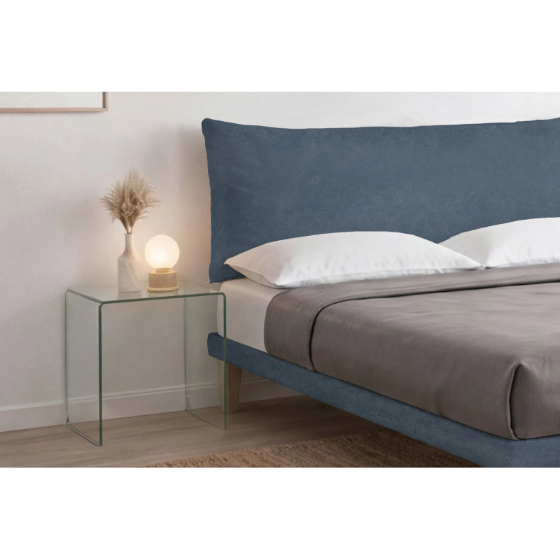 Letto imbottito Letto Matrimoniale alla Francese 140x190 cm Soft - Con rete,Microfibra,Blu
