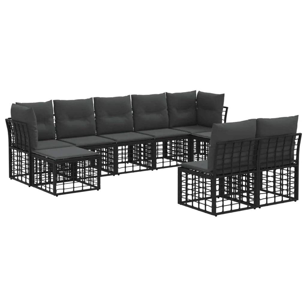Set di divani da esterno Nero e Grigio scuro Poliestere 3437557
