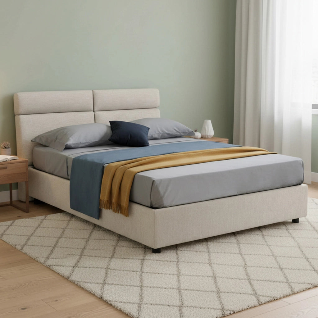 Letto Matrimoniale Ator, Letto Matrimoniale Sfoderabile Made in Italy, Beige