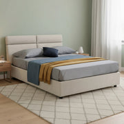 Letto Matrimoniale Ator, Letto Matrimoniale Sfoderabile Made in Italy, Beige