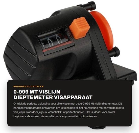 Misuratore di profondità 0-999 m - Contatore di linea di pesca - Misuratore bidirezionale - Resistente allo shock - Materiale plastico - 60 x 55 mm - Misuratore di linea di pesca