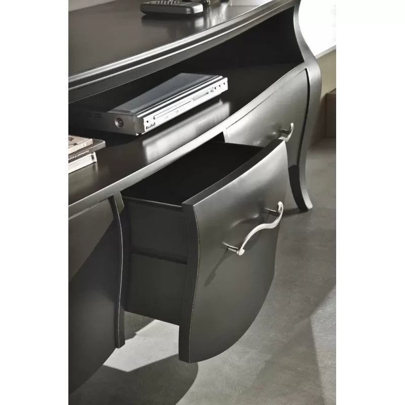Mobile porta tv in legno laccato nero x soggiorno salotto  l176.p45.h62 (3268) - Mobili 2G