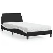 Letto con Materasso-Struttura Letto con Materasso Dover Nero e Bianco 100x200 cm in Similpelle