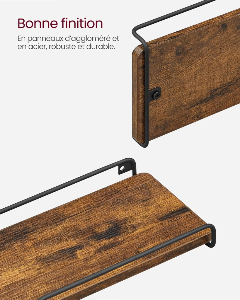 Set di 2 mensole angolari a forma di L mensole galleggianti da parete mensole sospese industriali per soggiorno camera da letto cucina marrone 12_0005637